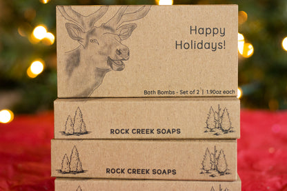 Holiday Products: Lip Balm, Bar Soap, Bath Bombs, Shower Steamers